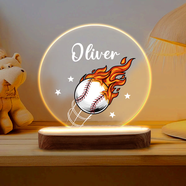 Personalized LED Baseball Lamp, Baseball Night Light Gift, Baseball Gifts for Bedroom