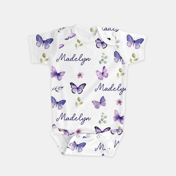 Purple Butterfy Personalized Graphic Bodysuit