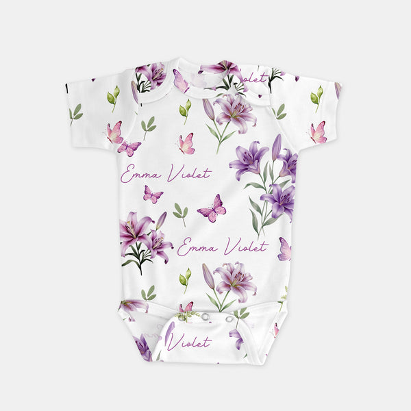 Purple Lilys Personalized Bodysuit
