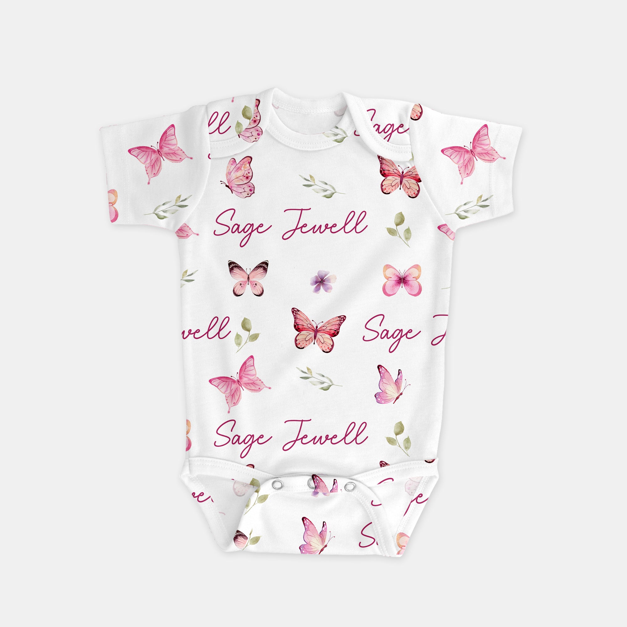 Pink Butterfy Personalized Graphic Bodysuit