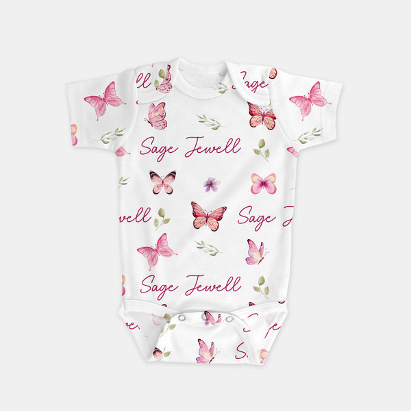 Pink Butterfy Personalized Graphic Bodysuit