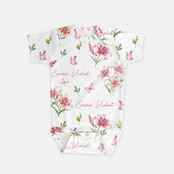Pink Lilys Personalized Bodysuit
