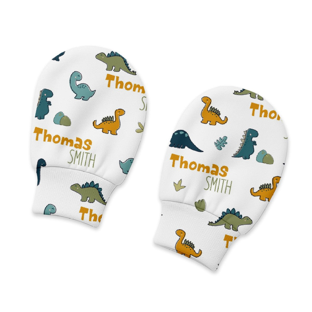Mini Dinosaur Personalized Baby Mittens