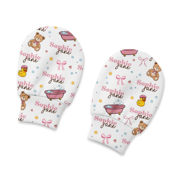 Bathtime Besties Personalized Baby Mittens