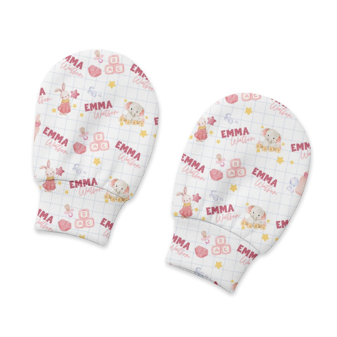 Pink Milk Drunk Personalized Baby Mittens