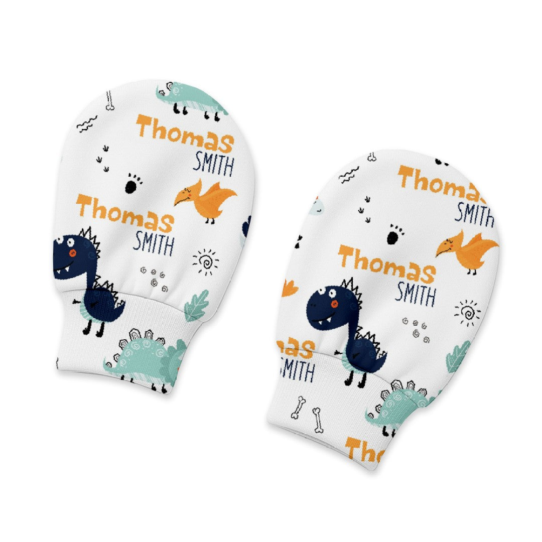 Cute Dinosaur Personalized Baby Mittens