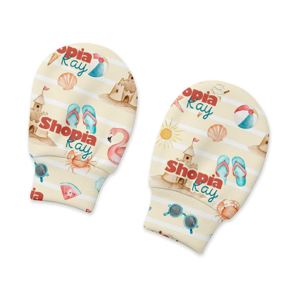 Summer Beach Personalized Baby Mittens