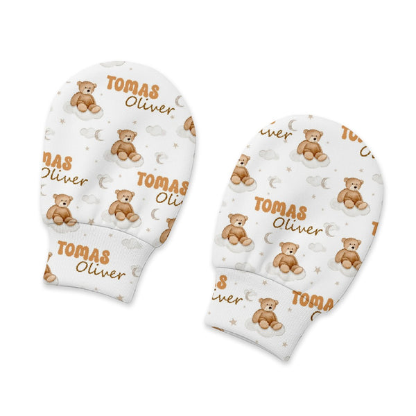 Teddy Bear Personalized Baby Mittens
