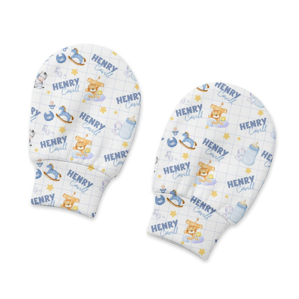 Blue Milk Drunk Personalized Baby Mittens