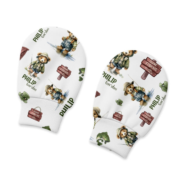 Bear Fishing Personalized Baby Mittens