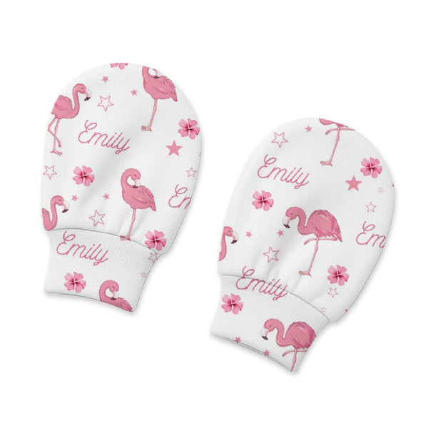 Flamingo Personalized Baby Mittens