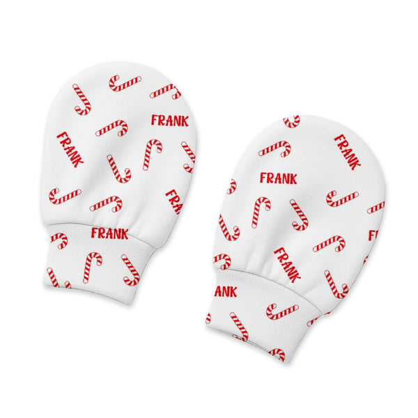 Candy Cane Personalized Baby Mittens