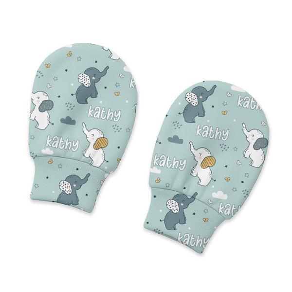 Elephant Personalized Baby Mittens