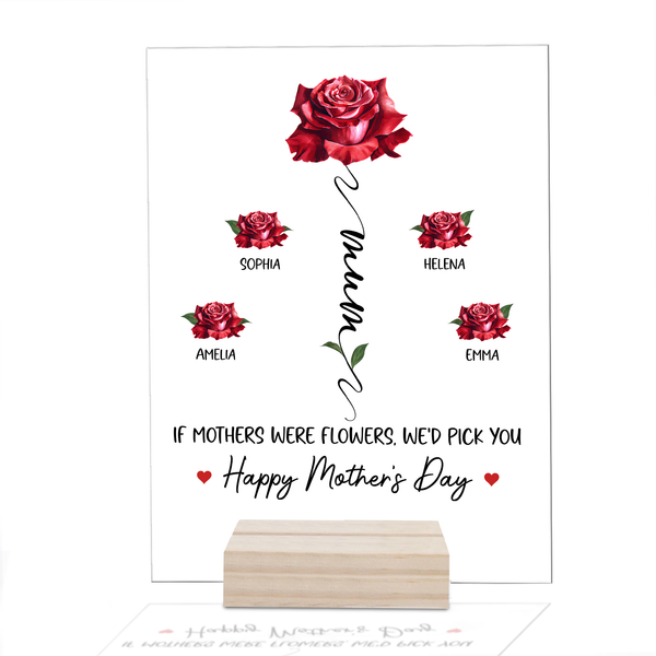 Personalised Mothers Day Acrylic Plaque, Flower Gift for Mum, Birthday Gift Plaque for Mum