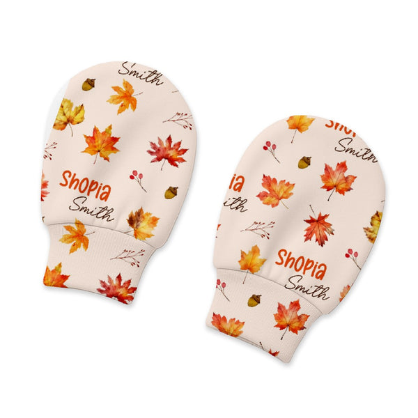 Autumn Leaves Personalized Baby Mittens