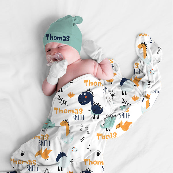 Dinosaur Cute Personalized Swaddle Blanket