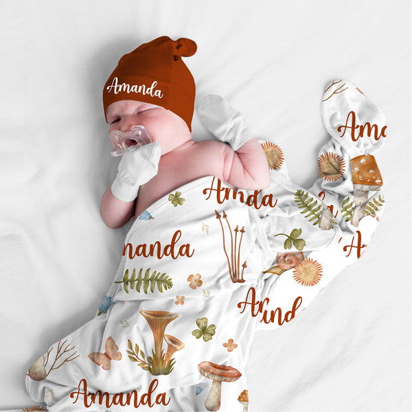 Personalized Mushroom Swaddle Blanket