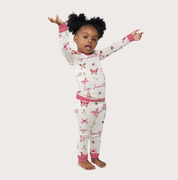 Pink Butterfly Personalized Pajama Set