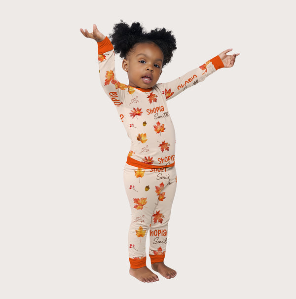 Autumn Leaves Personalized Pajama Set