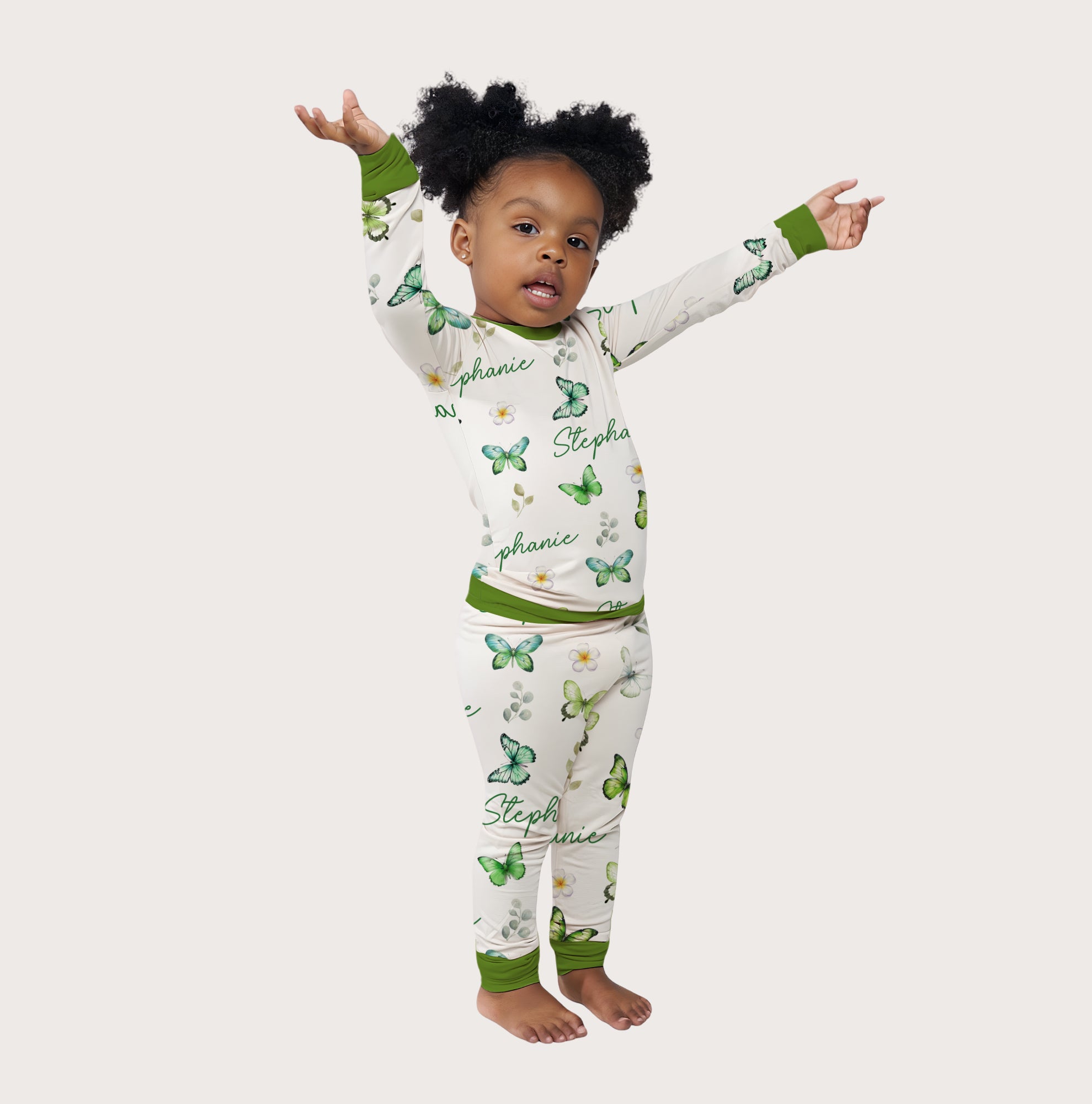 Green Butterfly Personalized Pajama Set