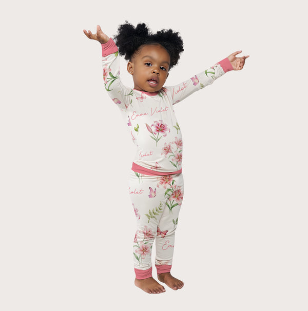 Pink Lilys Personalized Pajama Set