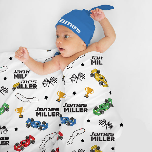 Pit Crew Personalized Swaddle Blanket