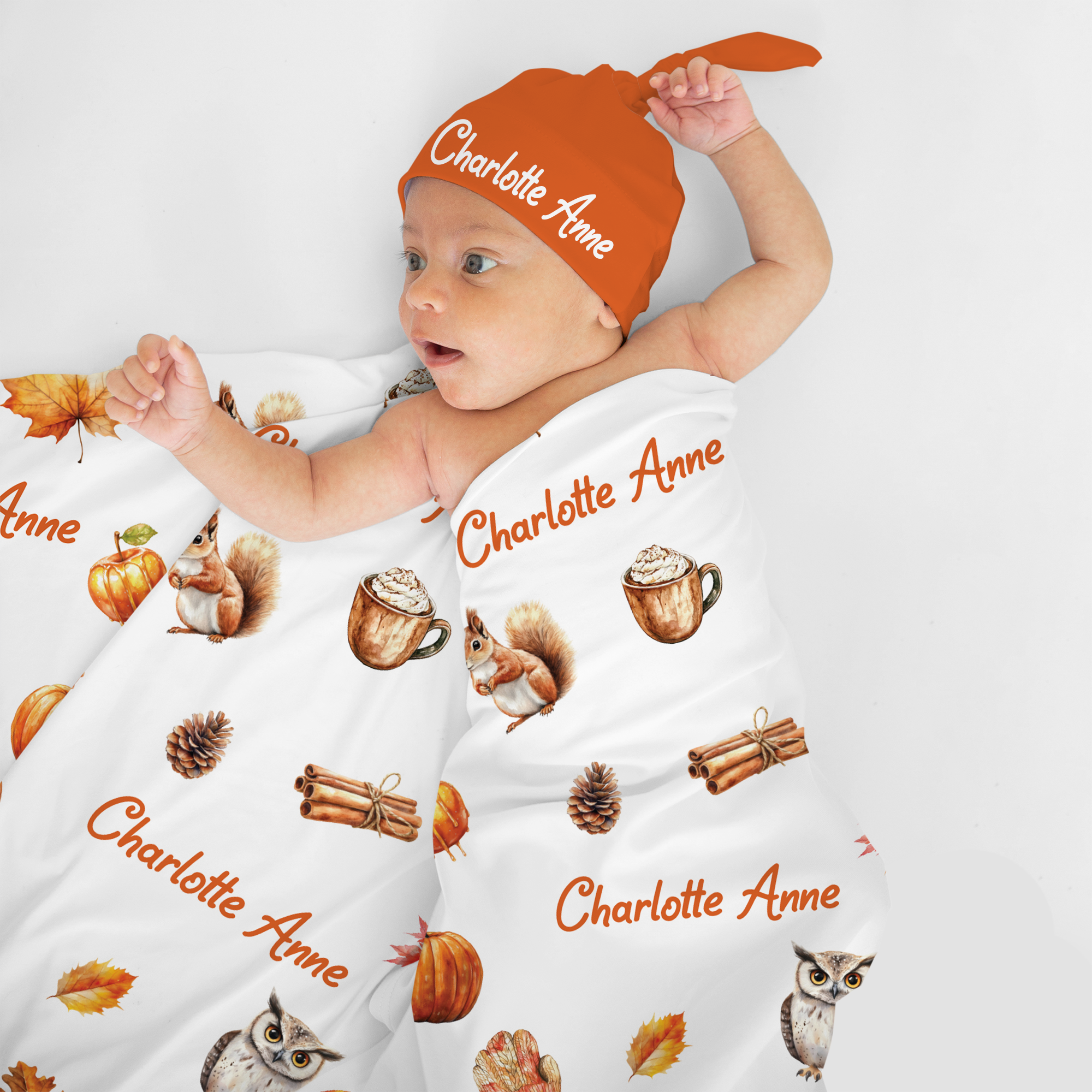 Fall Cottage Personalized Swaddle Blanket
