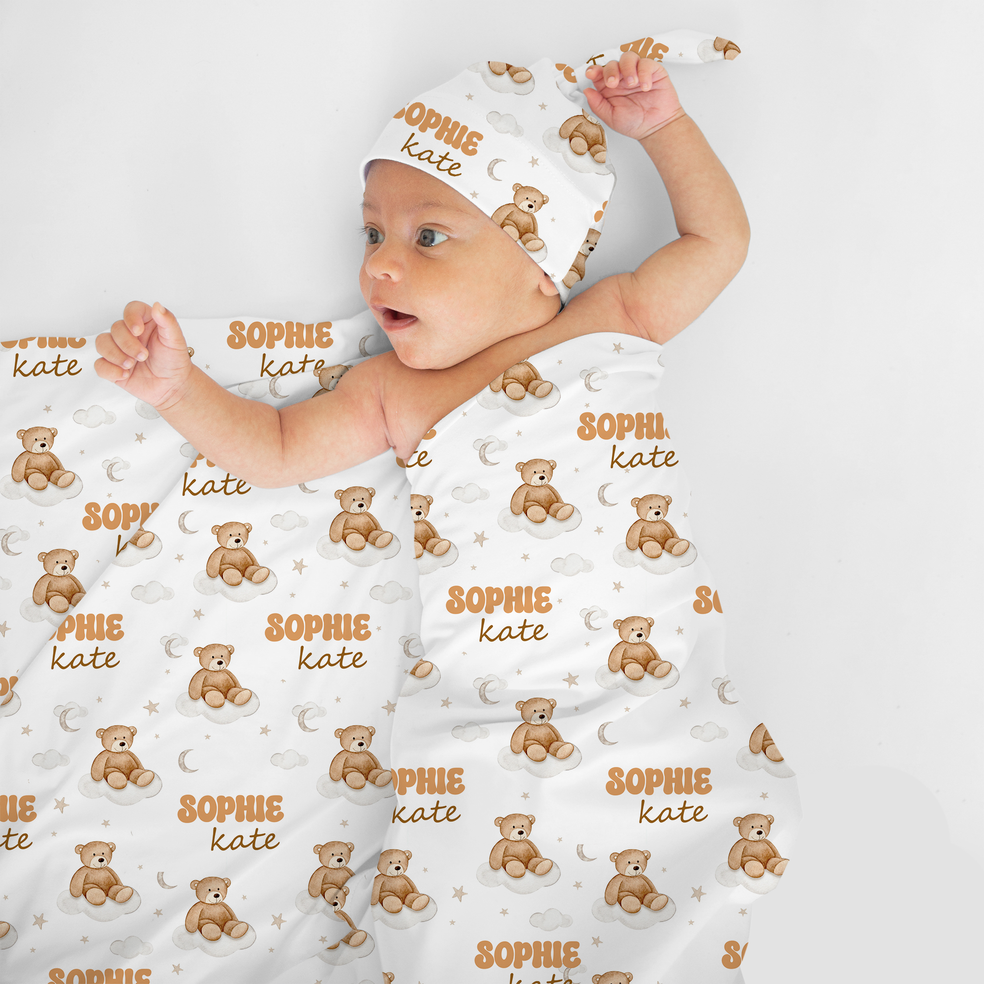Teddy Bear Personalized Swaddle Blanket