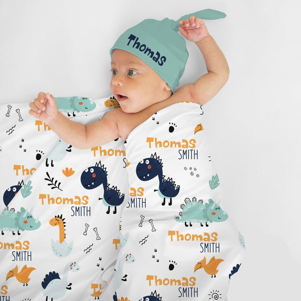 Cute Dinosaur Personalized Swaddle Blanket