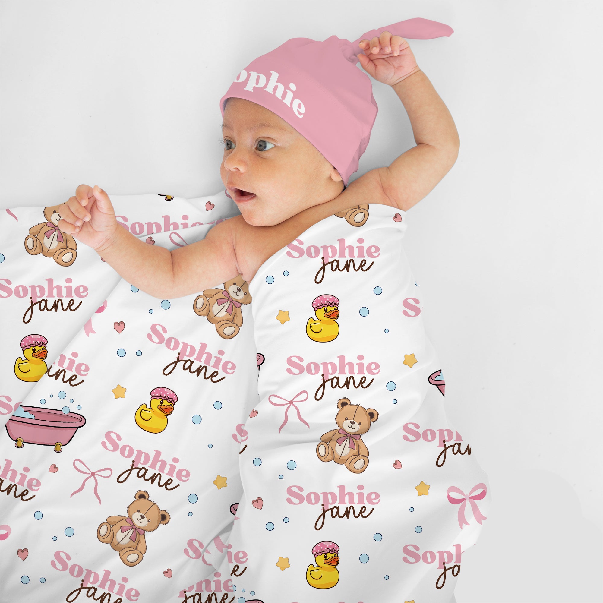Bathtime Besties Personalized Swaddle Blanket