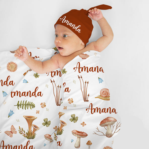 Mushroom Personalized Swaddle Blanket