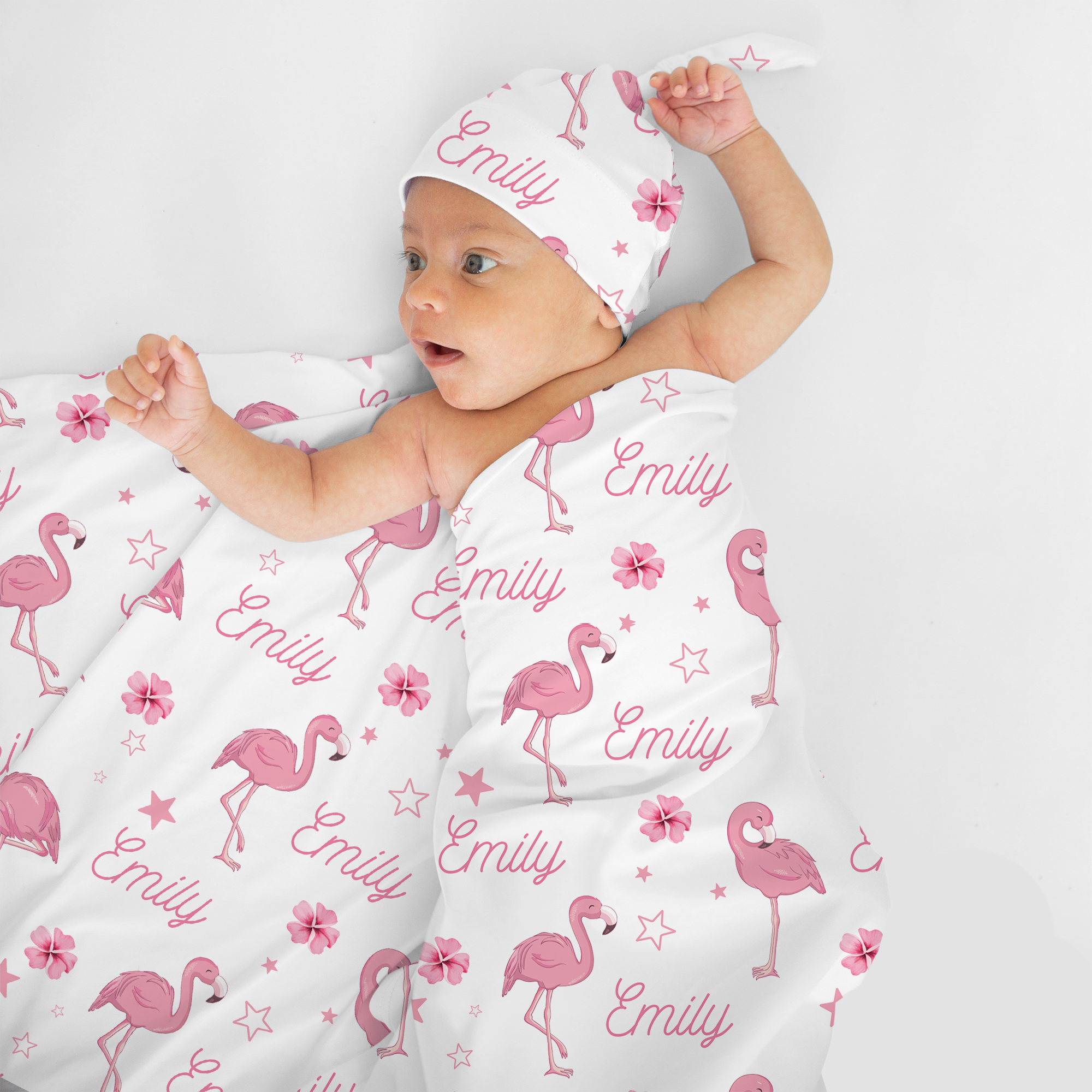 Personalized Flamingo Swaddle Blanket