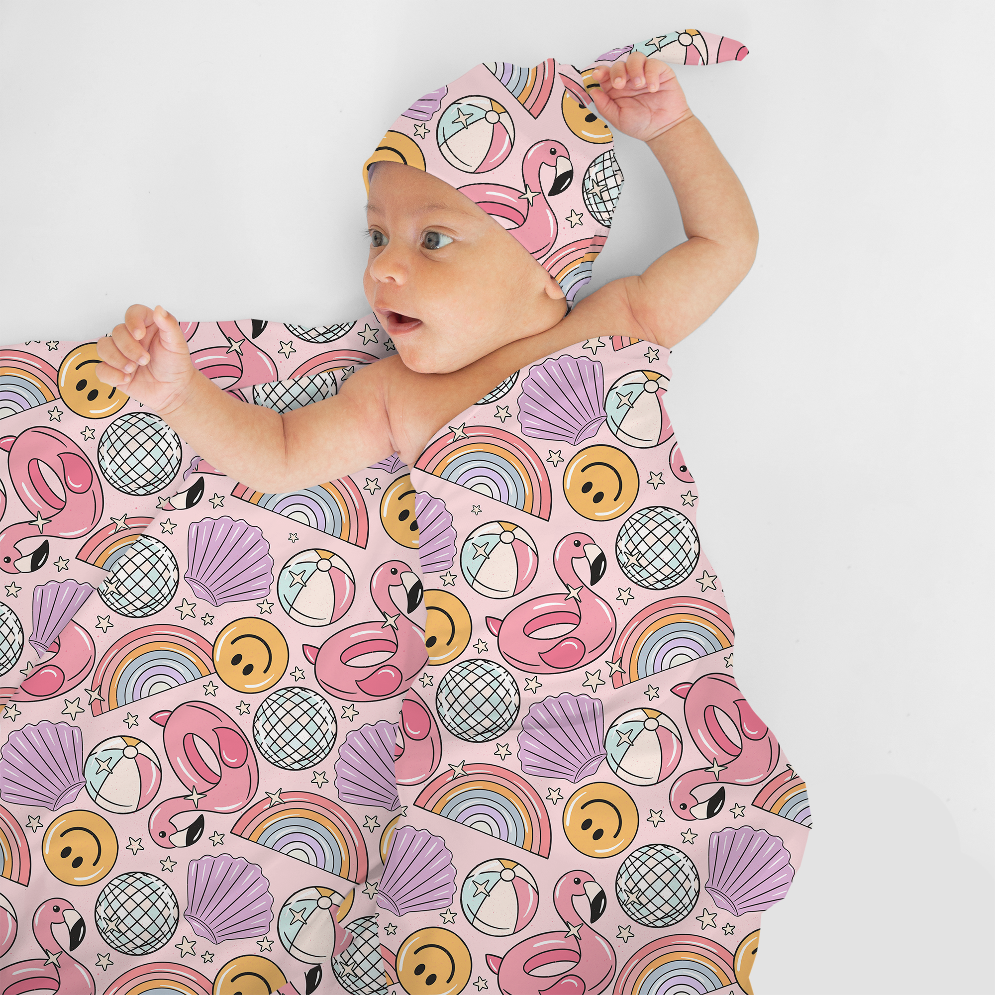 Flamingo Pool Personalized Swaddle Blanket