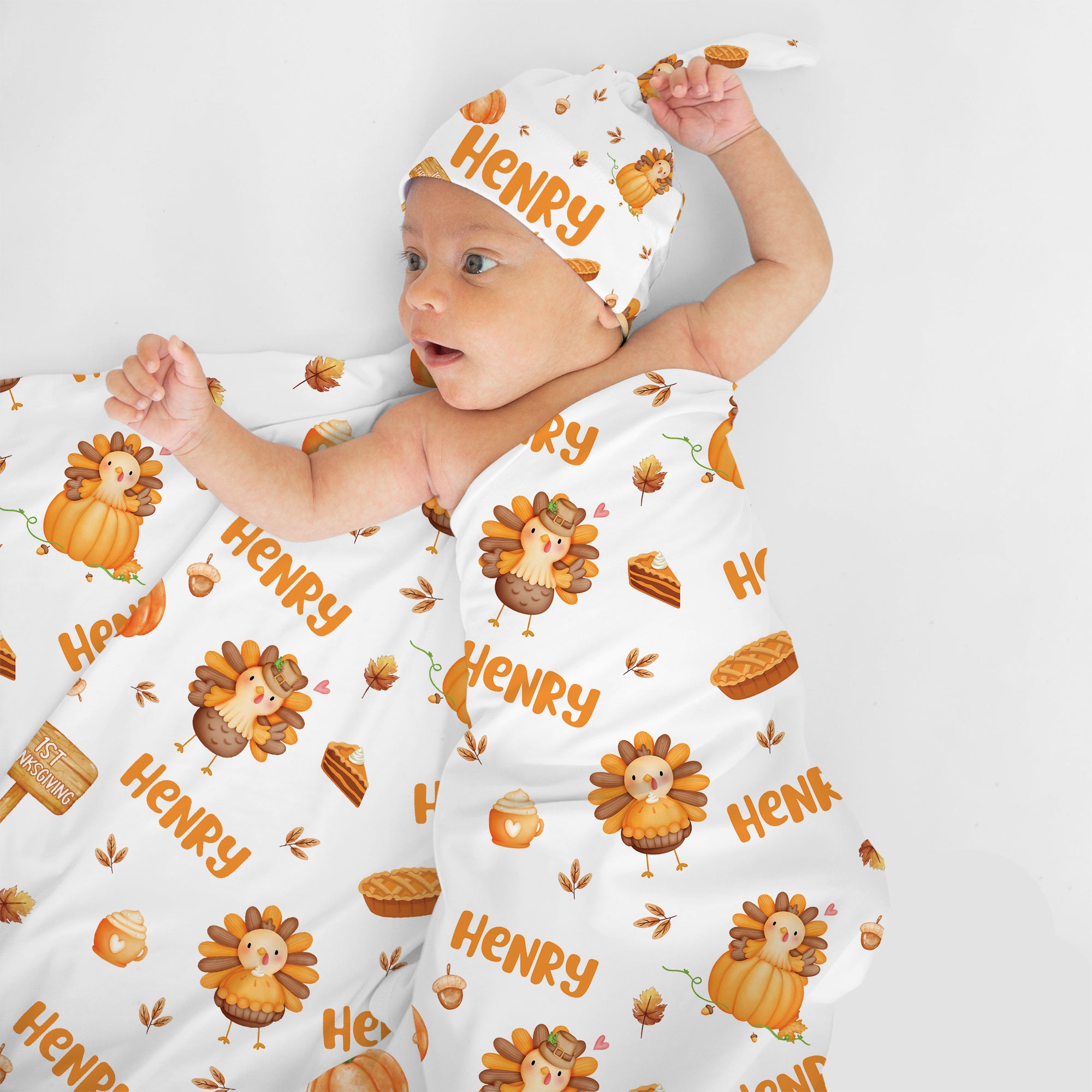 Babe's 1st Thanks Giving Personalized Swaddle Blanket