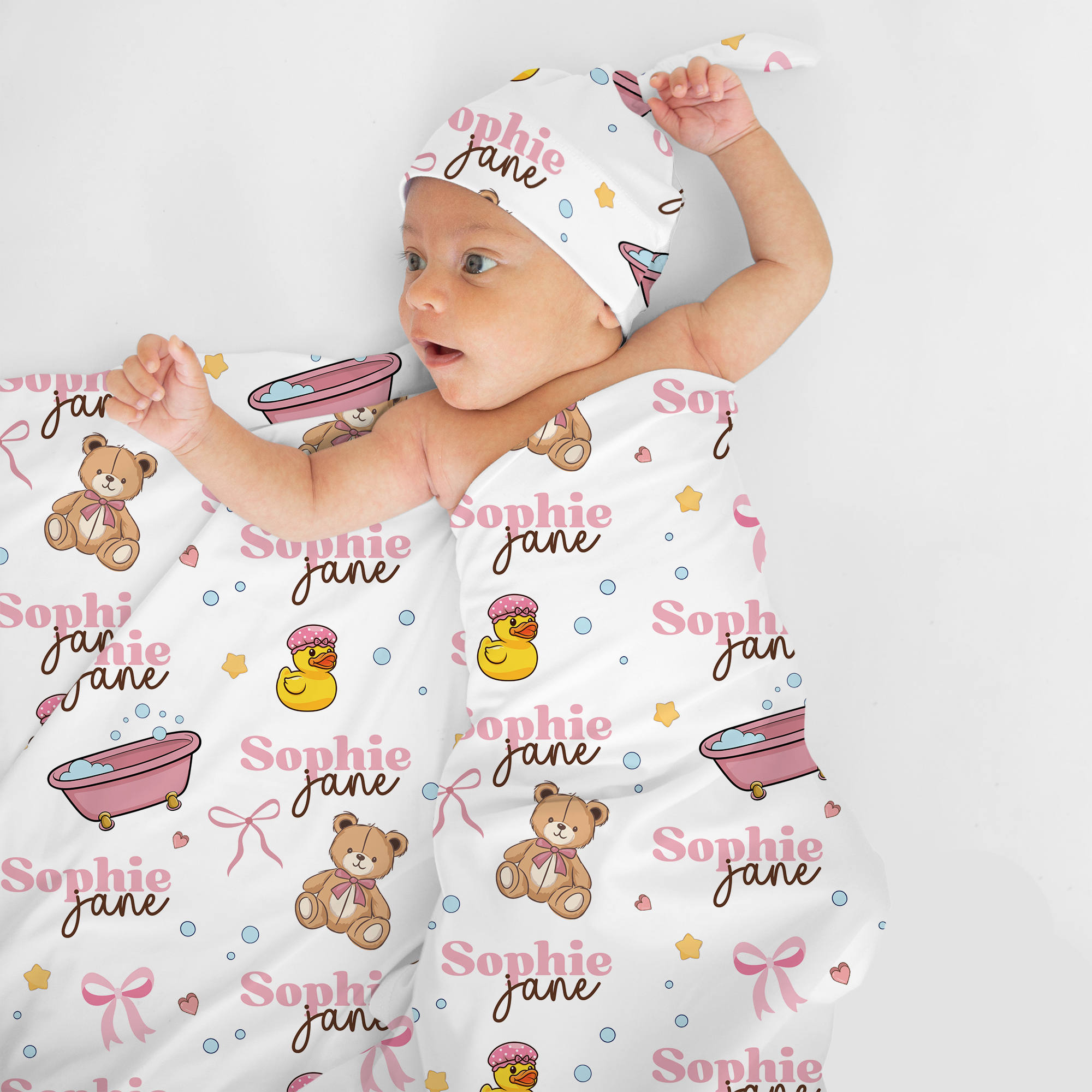 Bathtime Besties Personalized Swaddle Blanket
