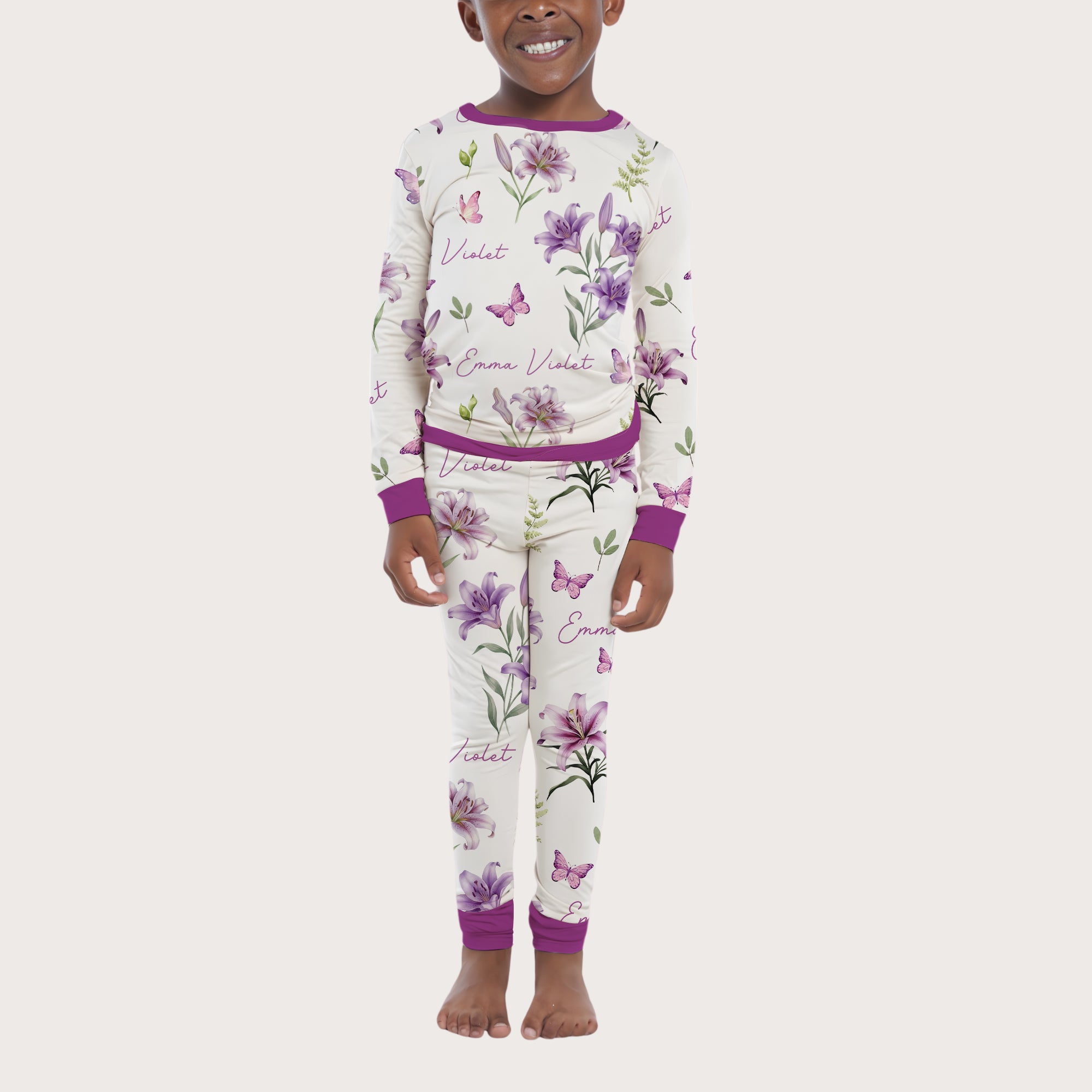 Purple Lilys Personalized Pajama Set