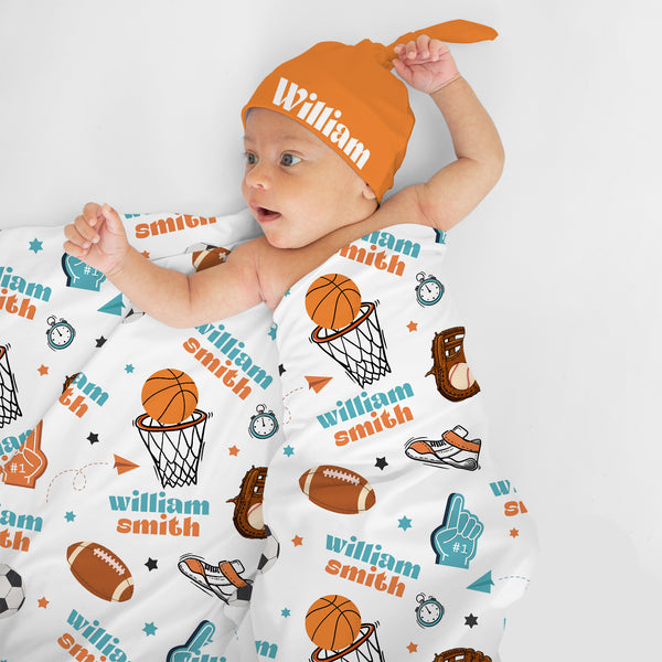 Half Time Personalized Swaddle Blanket