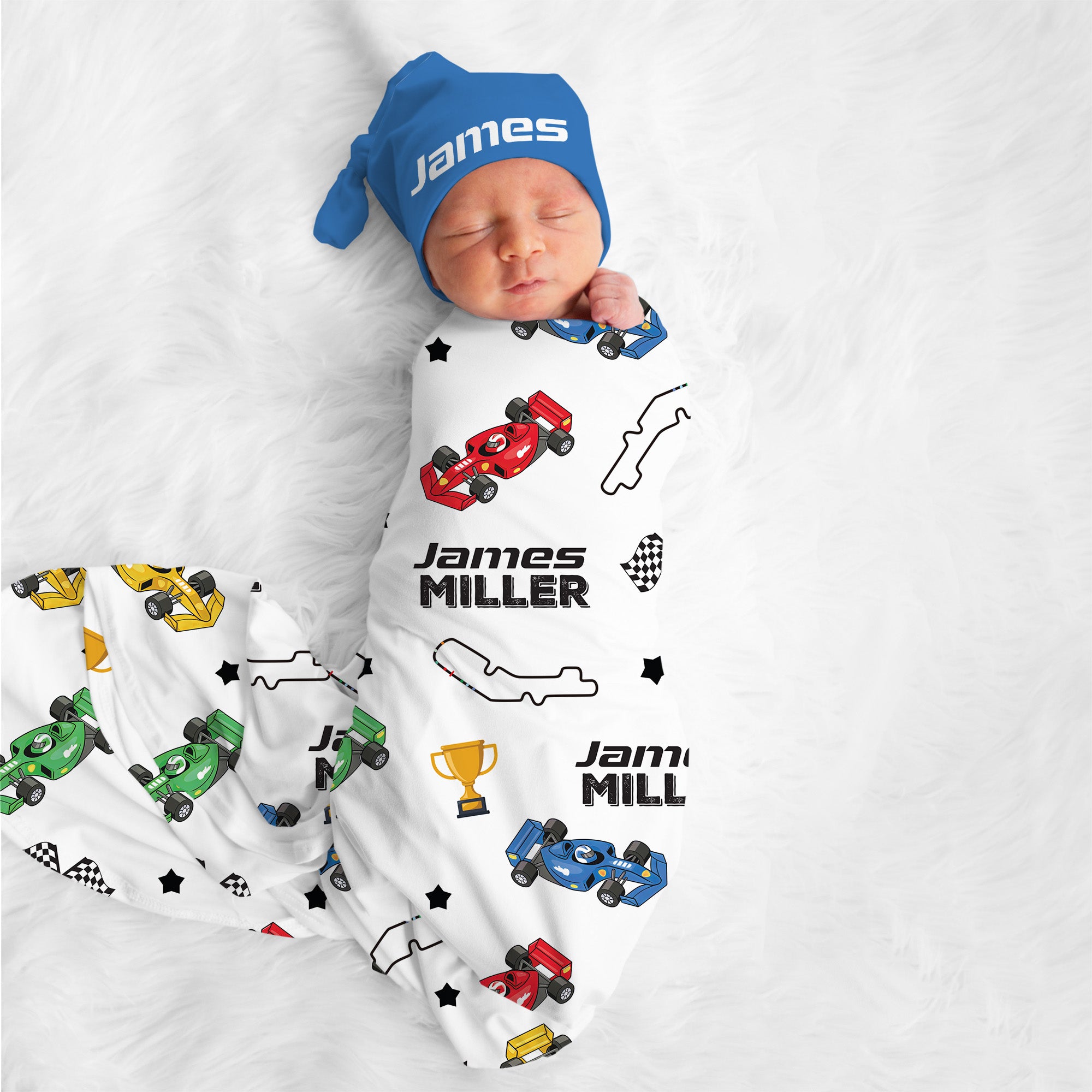 Pit Crew Personalized Swaddle Blanket