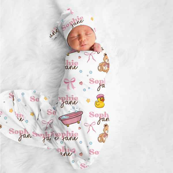 Bathtime Besties Personalized Swaddle Blanket