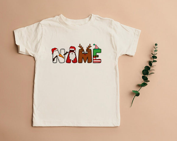 Personalized Christmas Name Toddler Shirt, Custom Name Kids Christmas Infant Shirt