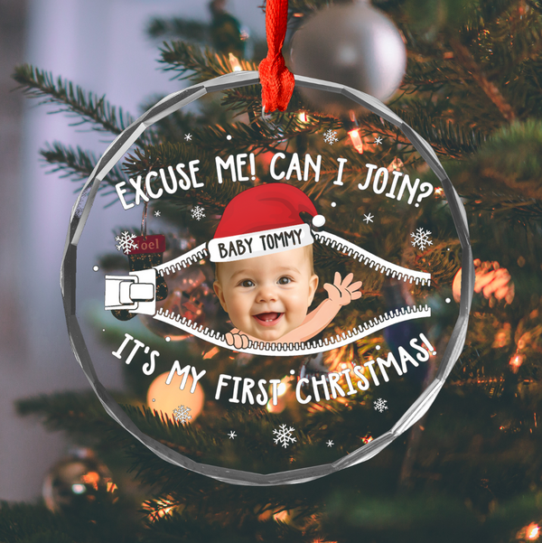 Can I Join My 1st Christmas Personalized Custom Glass Ornament