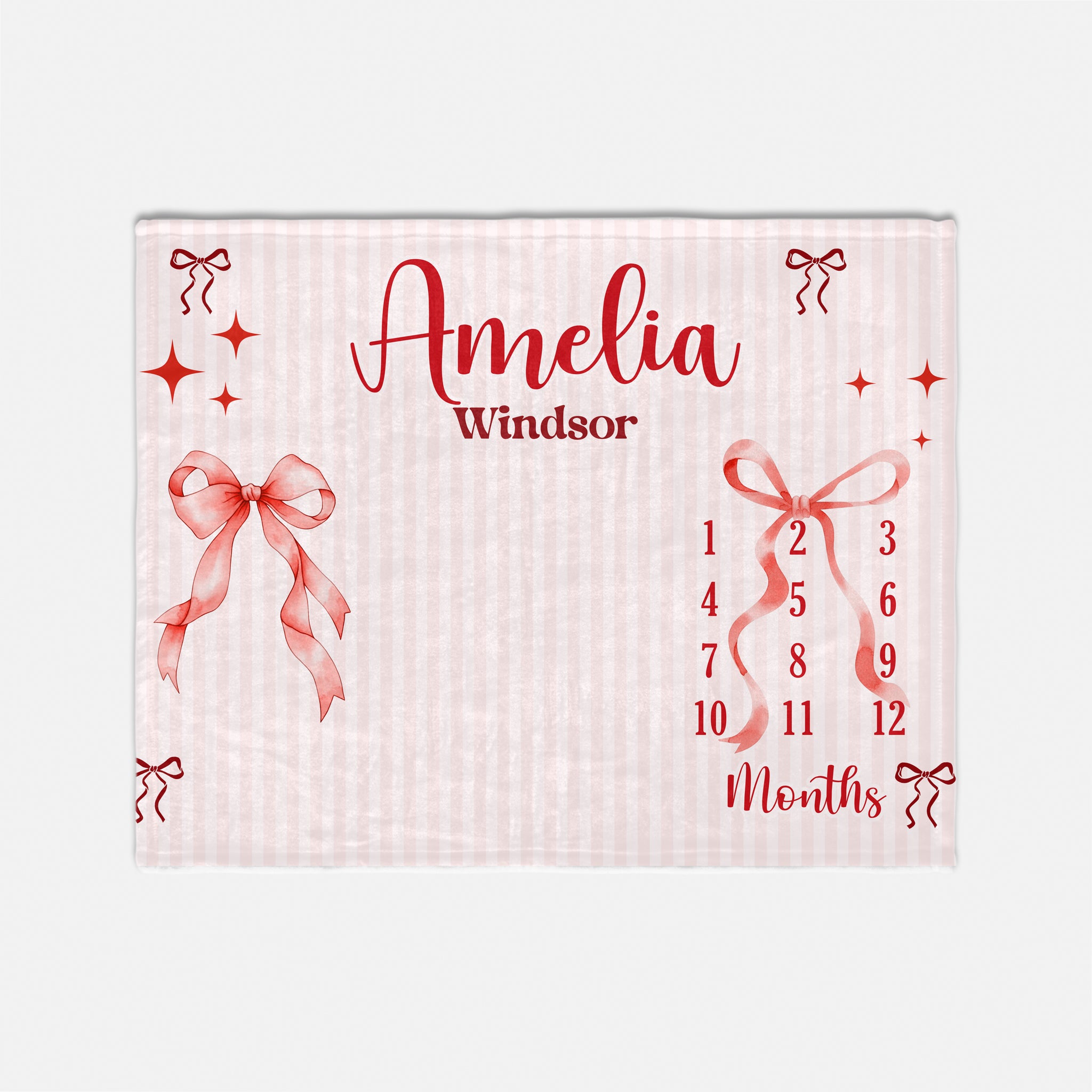 Coquette Ribbon Milestone Personalized Minky Blanket