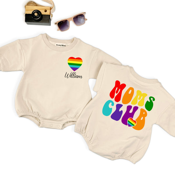 Personalized Two Moms Club Baby Romper, Pride Baby Romper, Pride Kids Shirt