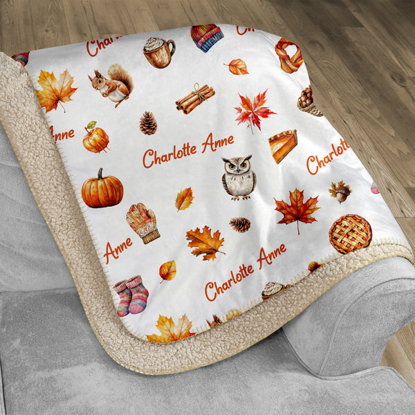 Fall Cottage Personalized Sherpa Blanket