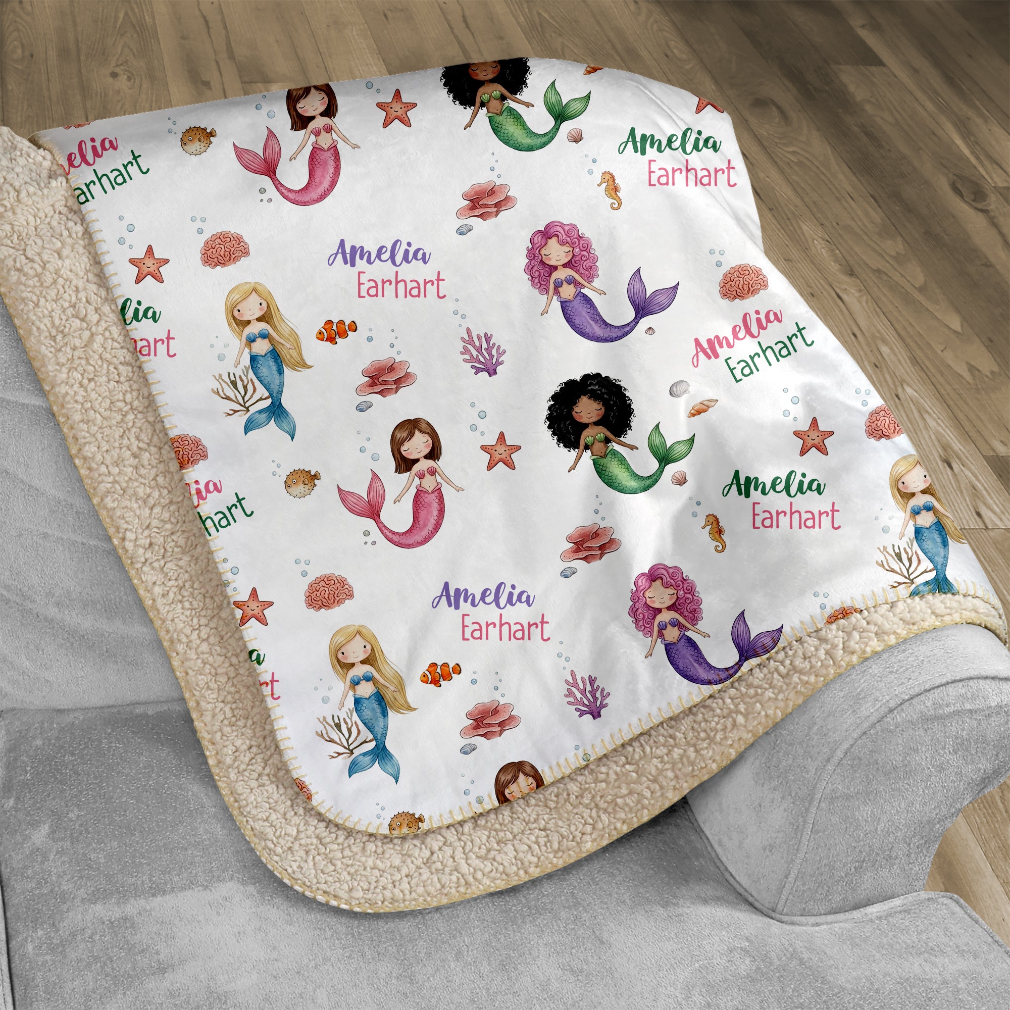 Little Mermaid Personalized Sherpa Blanket