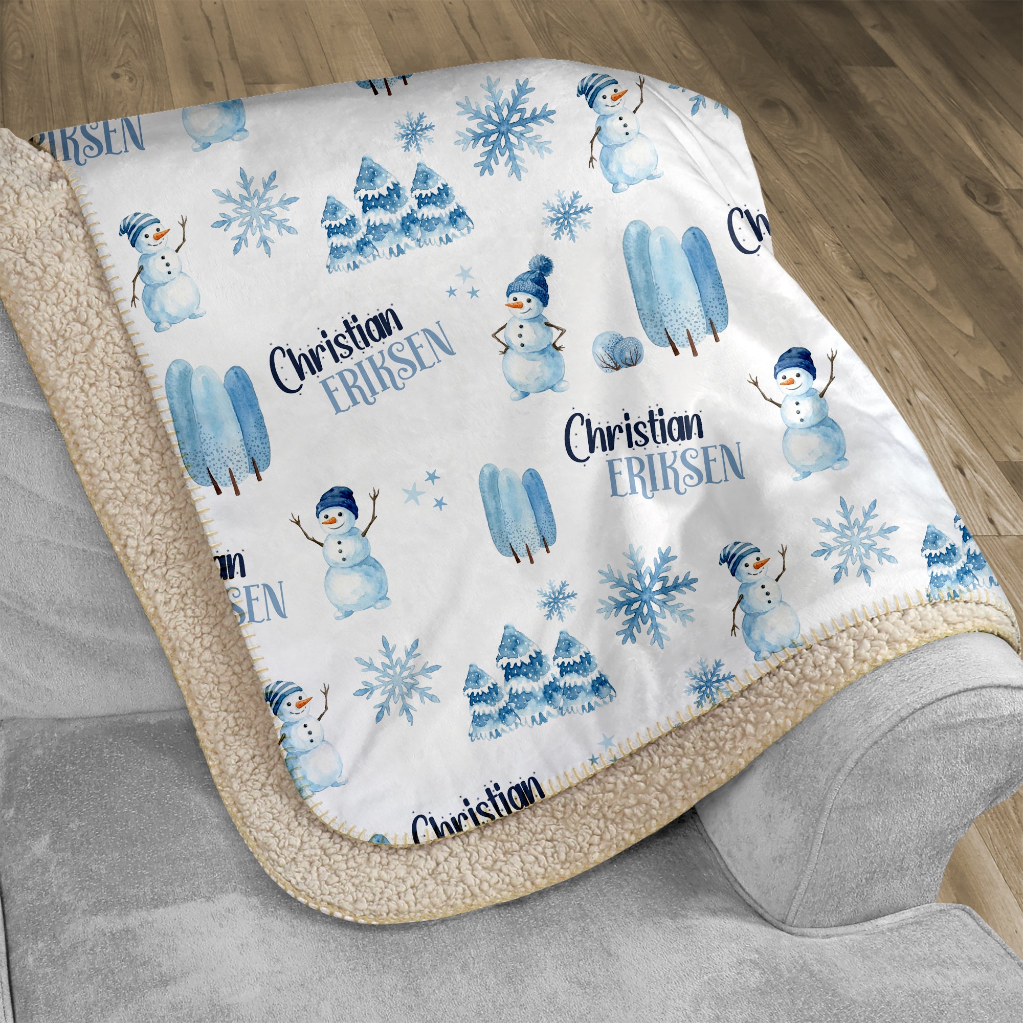 Snowman Personalized Sherpa Blanket