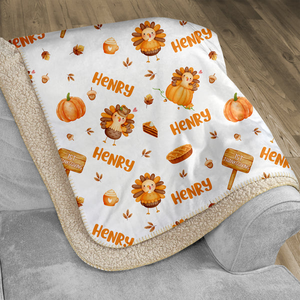 Babe's 1st Thanks Giving Personalized Sherpa Blanket