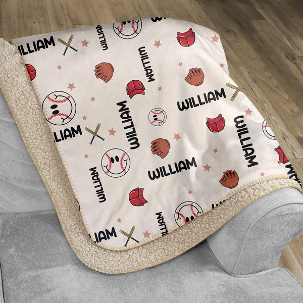 Baseball Personalized Sherpa Blanket