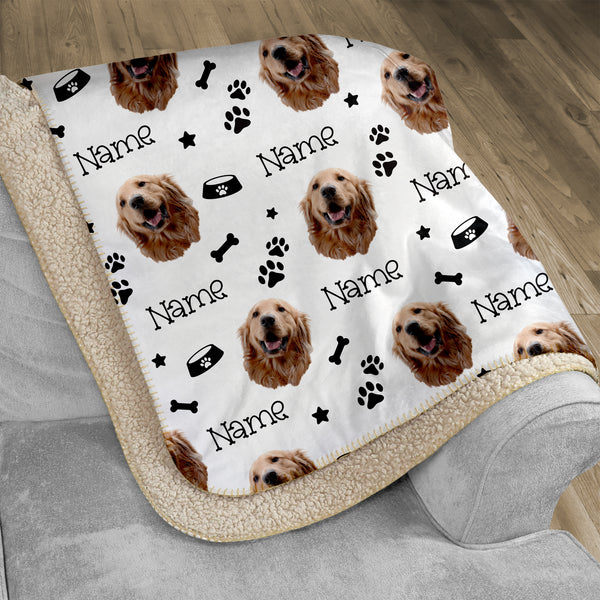 Dog Potrait Personalized Sherpa Blanket