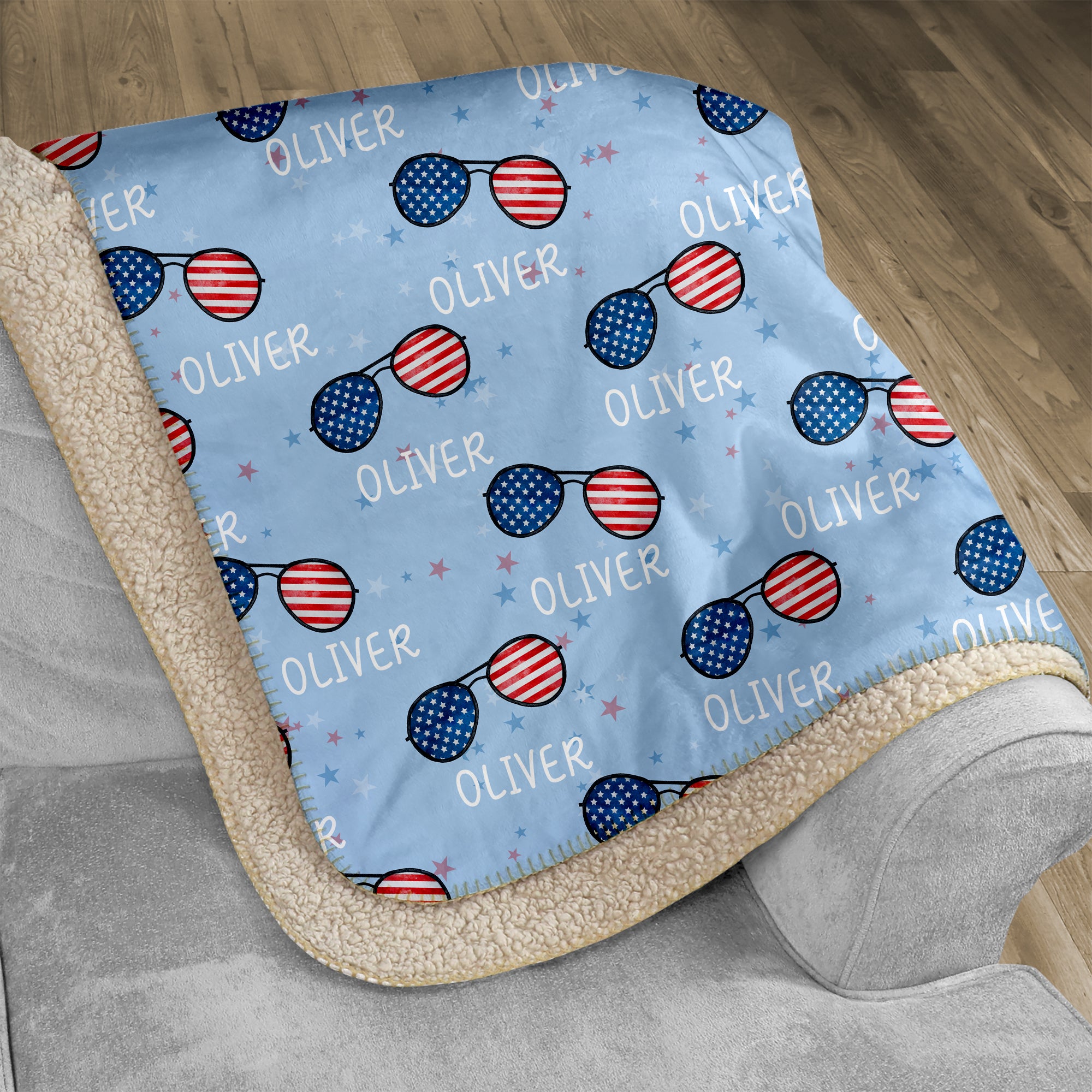 Patriotic Personalized Sherpa Blanket